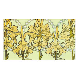 intage Alphonse Mucha Art Nouveau Lily Pattern Name Tag