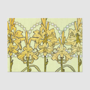 intage Alphonse Mucha Art Nouveau Lily Pattern Tissue Paper