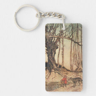 intage Arthur Rackham Red Riding Hood & Wolf Print Keychain
