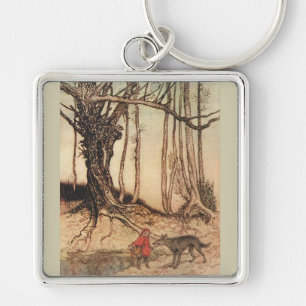 intage Arthur Rackham Red Riding Hood & Wolf Print Keychain