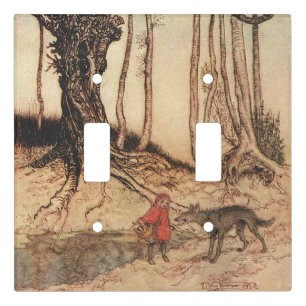 intage Arthur Rackham Red Riding Hood & Wolf Print Light Switch Cover