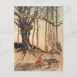 intage Arthur Rackham Red Riding Hood & Wolf Print Postcard