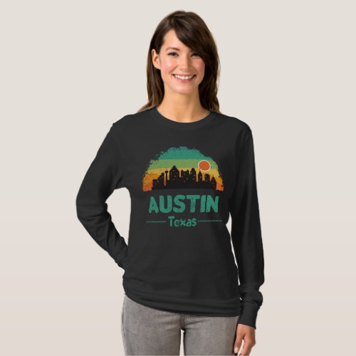 intage Austin City Texas USA Retro Sunset 80s 70s T_Shirt