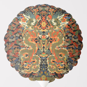 intage Chinese Dragon Textile Print Asian Art Balloon