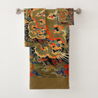 intage Chinese Dragon Textile Print Asian Art