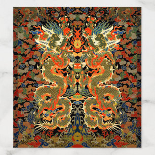 intage Chinese Dragon Textile Print Asian Art Envelope Liner