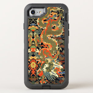 intage Chinese Dragon Textile Print Asian Art OtterBox Defender iPhone SE/8/7 Case