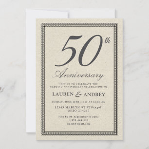 intage Minimalist 50th Wedding Anniversary Invitation