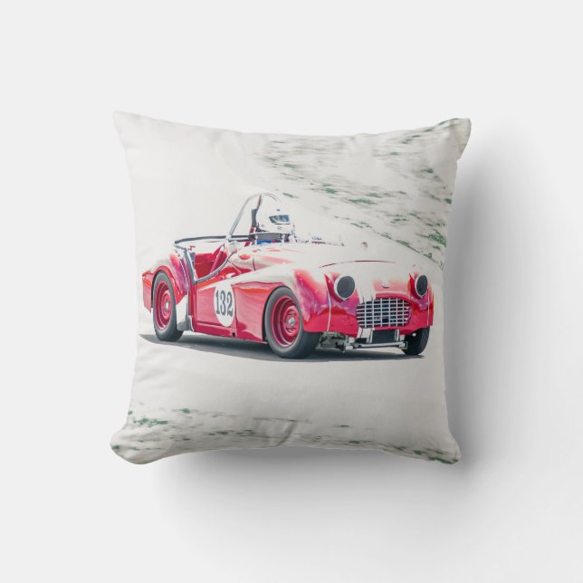 intage Sports Car Racing Throw Pillow (Front)