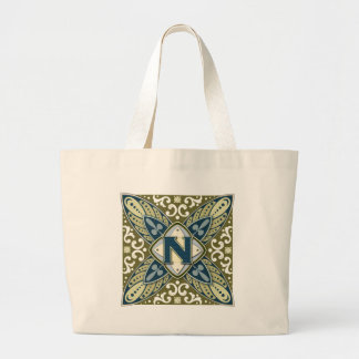 Intaglio Letter N Large Tote Bag