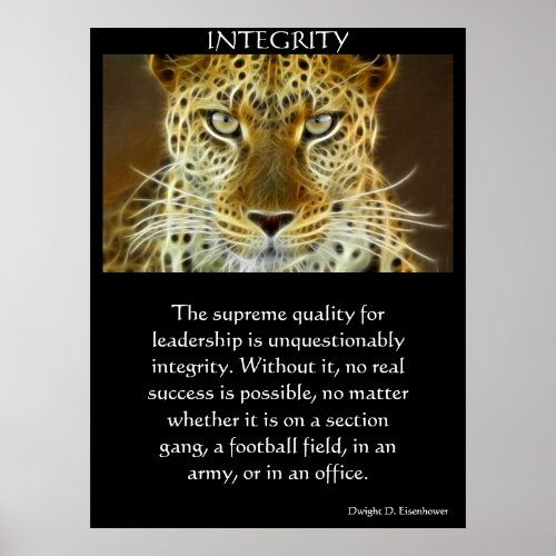 INTEGRITY Chinese Bengal Tiger with white glowing  Poster