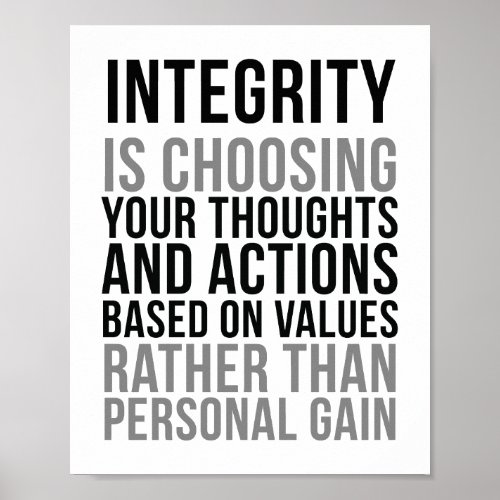 Integrity Is Choosing Your Thoughts And Actions Poster