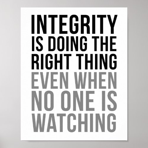 Integrity Is Doing The Right Thing Poster