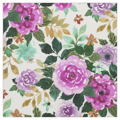 INTEGRITY Purple Mint Gold Floral Fabric
