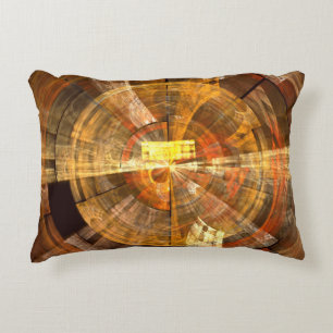 Integrity Radial Abstract Art in Warm Gold Tones Accent Pillow