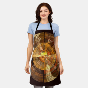 Integrity Radial Abstract Art in Warm Gold Tones Apron