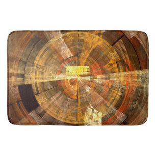 Integrity Radial Abstract Art in Warm Gold Tones Bathroom Mat