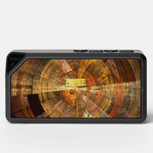 Integrity Radial Abstract Art in Warm Gold Tones Bluetooth Speaker (Front)