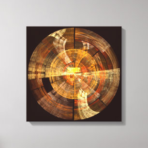 Integrity Radial Abstract Art in Warm Gold Tones Canvas Print