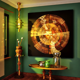 Integrity Radial Abstract Art in Warm Gold Tones Canvas Print