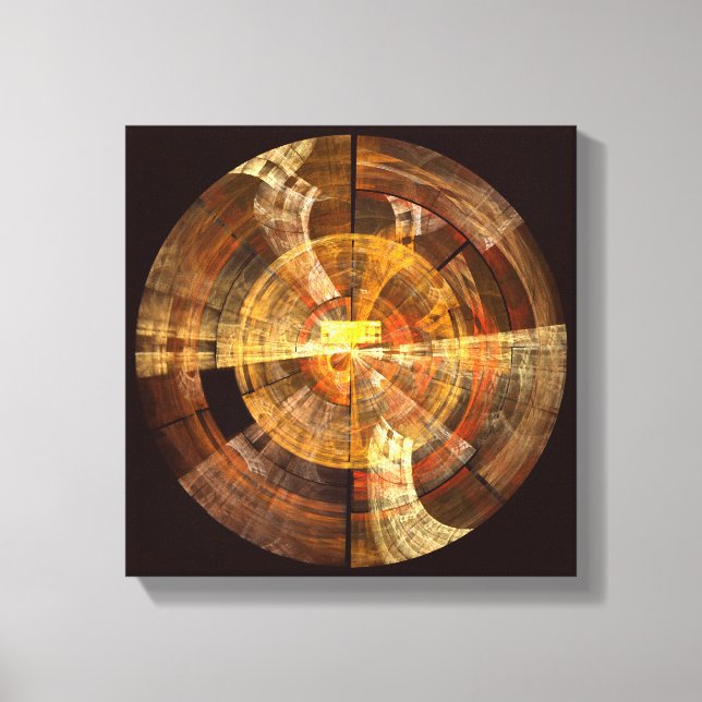 Integrity Radial Abstract Art in Warm Gold Tones Canvas Print (Front)