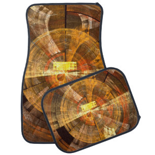 Integrity Radial Abstract Art in Warm Gold Tones Car Floor Mat