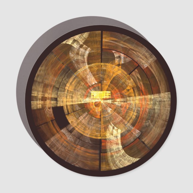 Integrity Radial Abstract Art in Warm Gold Tones Car Magnet (Front)