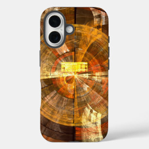 Integrity Radial Abstract Art in Warm Gold Tones iPhone 16 Case