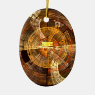 Integrity Radial Abstract Art in Warm Gold Tones Ceramic Ornament