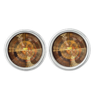 Integrity Radial Abstract Art in Warm Gold Tones Cufflinks