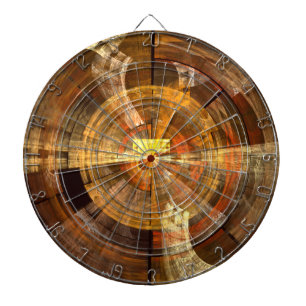 Integrity Radial Abstract Art in Warm Gold Tones Dart Board