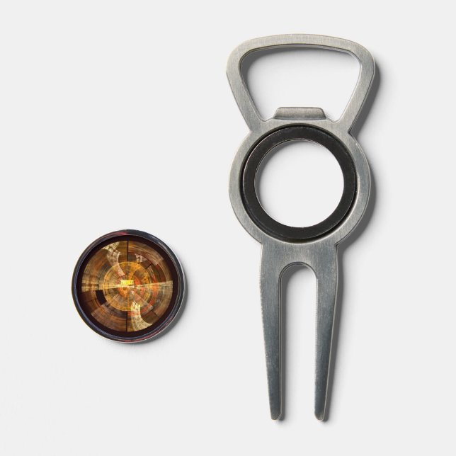 Integrity Radial Abstract Art in Warm Gold Tones Divot Tool (Front (Open))