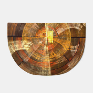 Integrity Radial Abstract Art in Warm Gold Tones Doormat