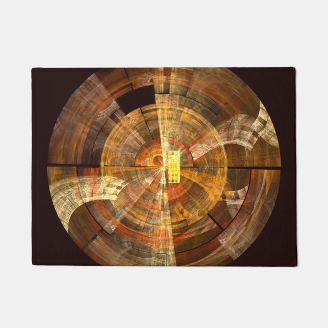 Integrity Radial Abstract Art in Warm Gold Tones Doormat (Front)