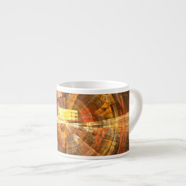 Integrity Radial Abstract Art in Warm Gold Tones Espresso Cup (Front Right)