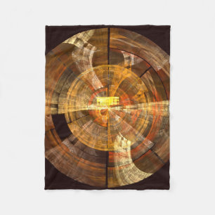 Integrity Radial Abstract Art in Warm Gold Tones Fleece Blanket