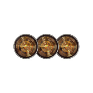 Integrity Radial Abstract Art in Warm Gold Tones Golf Ball Marker