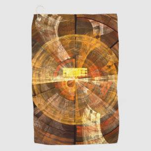 Integrity Radial Abstract Art in Warm Gold Tones Golf Towel