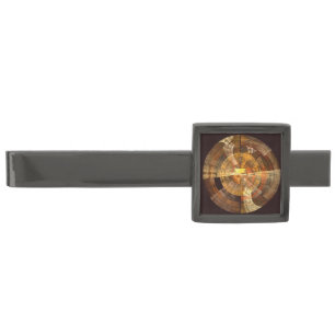 Integrity Radial Abstract Art in Warm Gold Tones Gunmetal Finish Tie Clip