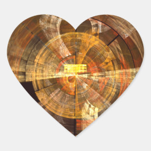 Integrity Radial Abstract Art in Warm Gold Tones Heart Sticker