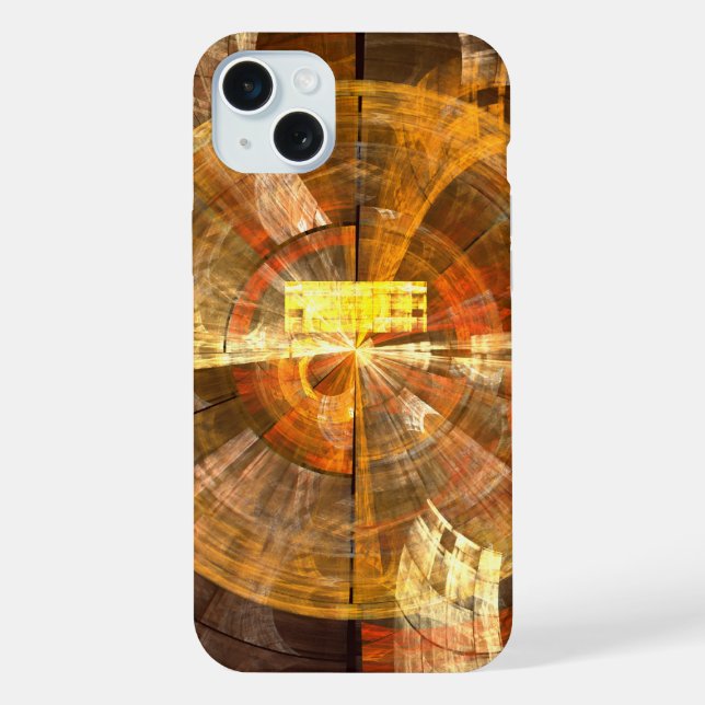 Integrity Radial Abstract Art in Warm Gold Tones iPhone Case (Back)