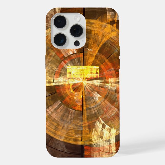 Integrity Radial Abstract Art in Warm Gold Tones iPhone Case (Back)
