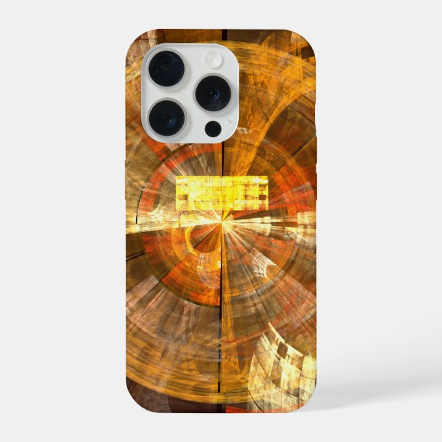 Integrity Radial Abstract Art in Warm Gold Tones iPhone Case (Back)
