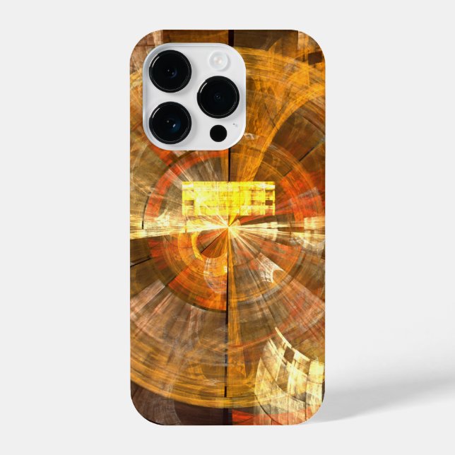 Integrity Radial Abstract Art in Warm Gold Tones iPhone Case (Back)