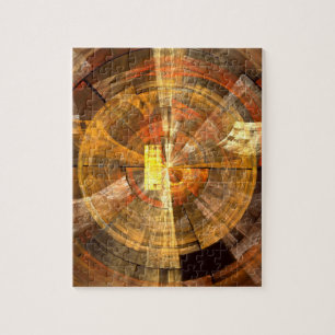 Integrity Radial Abstract Art in Warm Gold Tones Jigsaw Puzzle