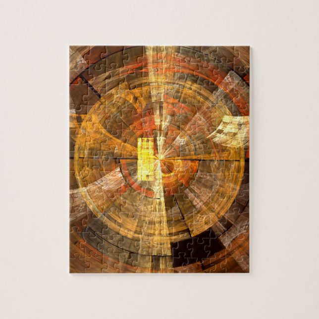 Integrity Radial Abstract Art in Warm Gold Tones Jigsaw Puzzle (Vertical)