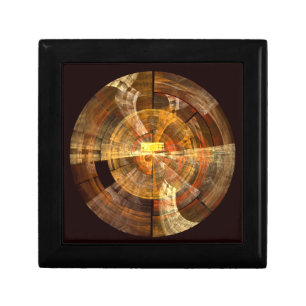 Integrity Radial Abstract Art in Warm Gold Tones Keepsake Box