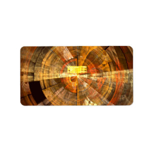 Integrity Radial Abstract Art in Warm Gold Tones Label