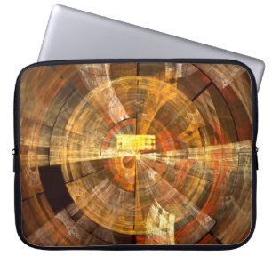 Integrity Radial Abstract Art in Warm Gold Tones Laptop Sleeve