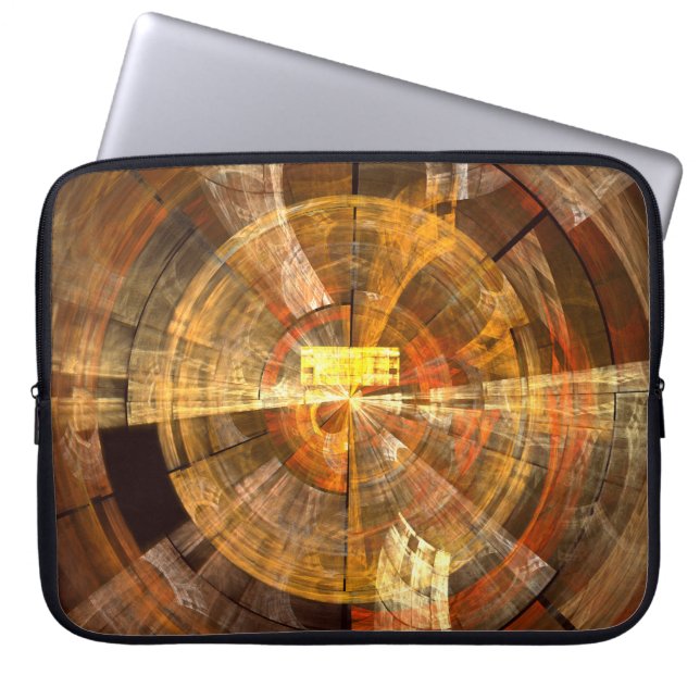 Integrity Radial Abstract Art in Warm Gold Tones Laptop Sleeve (Front)